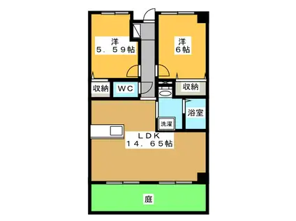 ベルウッドマンション(2LDK/1階)の間取り写真