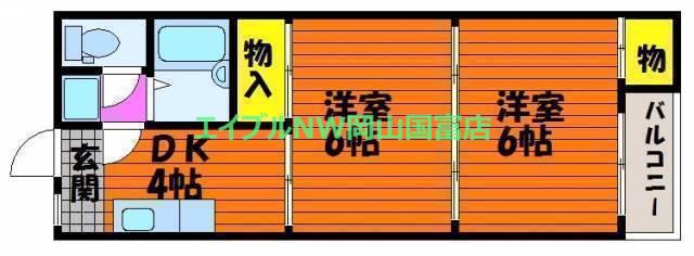 グリーンハイツ原尾島(2K/2階)の間取り写真