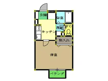 シェスタ(1K/1階)の間取り写真