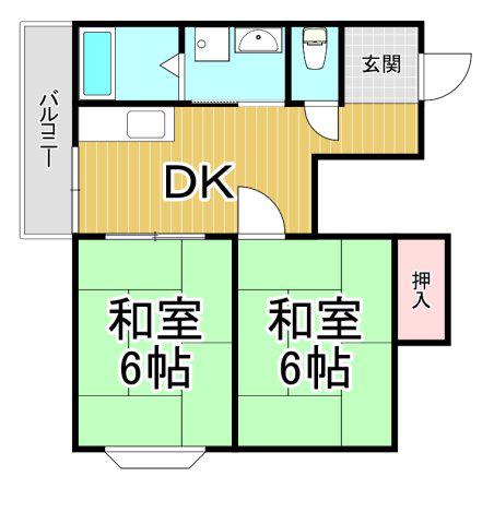 サンハイツ有堀(2DK/2階)の間取り写真