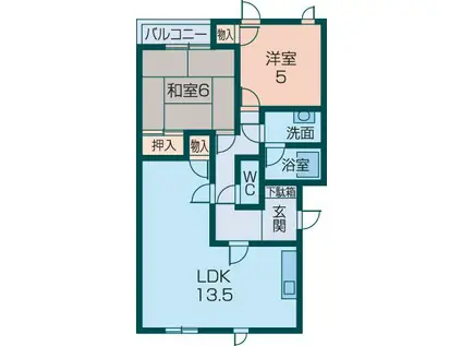 エスポワール雅(2LDK/2階)の間取り写真