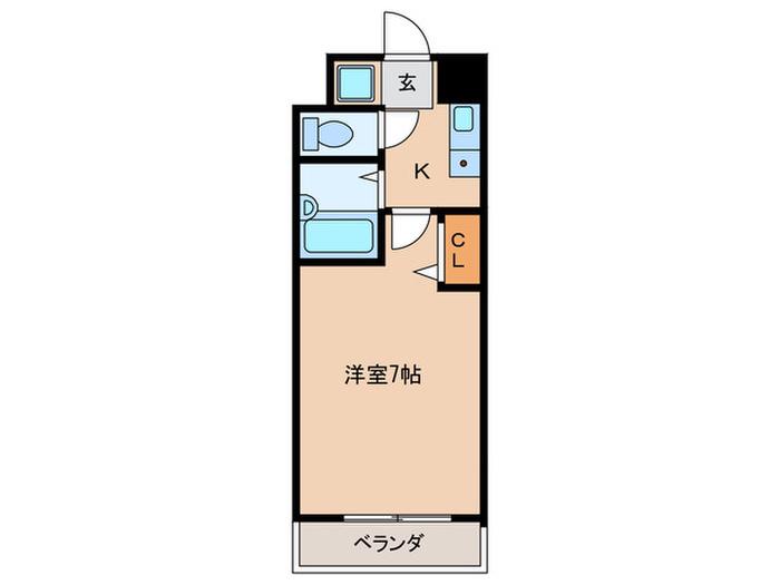 オレンジビル(1K/2階)の間取り写真