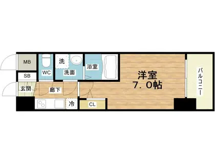 S-RESIDENCE難波大国町TRES(1K/10階)の間取り写真