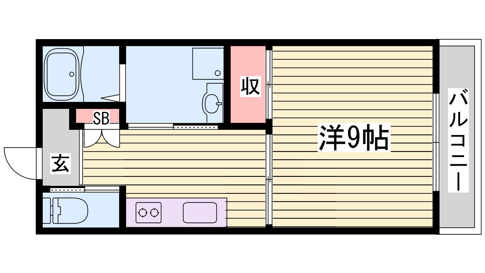カリヨン三蔵田(1K/2階)の間取り写真
