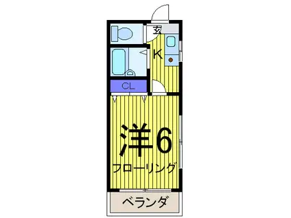 シャングリラ兼坂(1K/1階)の間取り写真