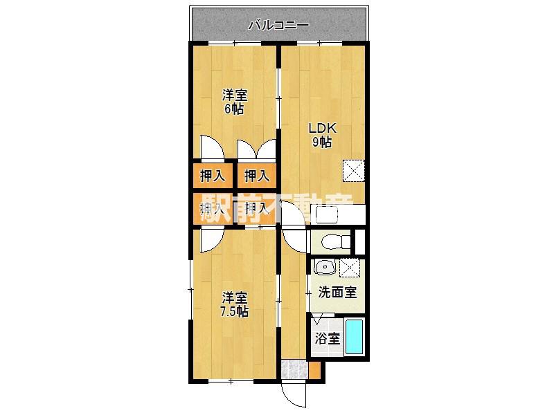 リバーサイド甘木(2LDK/3階)の間取り写真