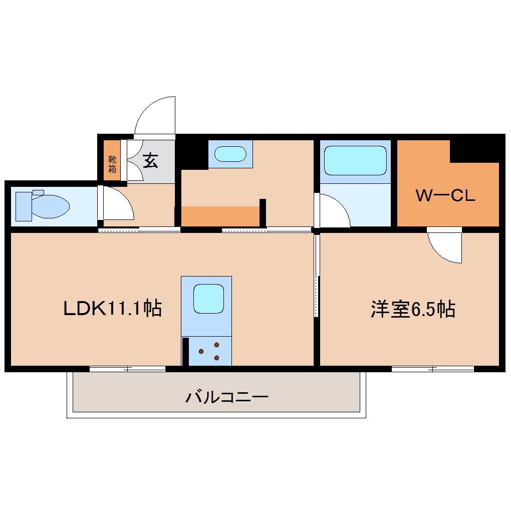 クオレール(1LDK/1階)の間取り写真