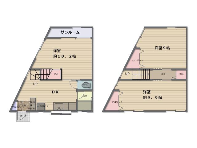 いた井アパートII(3DK/1階)の間取り写真