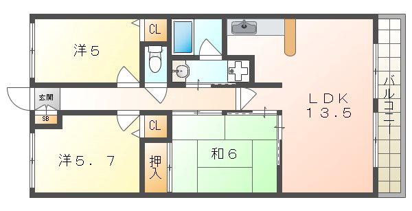サザンクロス(3LDK/5階)の間取り写真