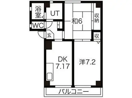サンピュア宮沢III(2DK/3階)の間取り写真