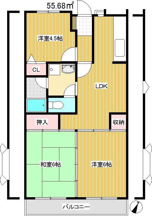 マンショングレイス(3LDK/4階)の間取り写真