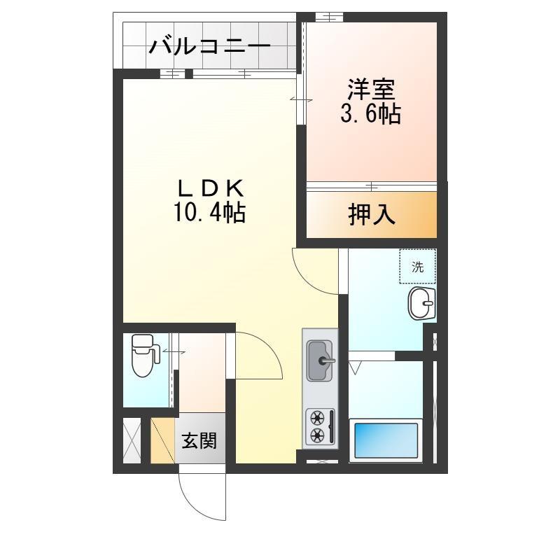 レガルバ久須志(1LDK/3階)の間取り写真