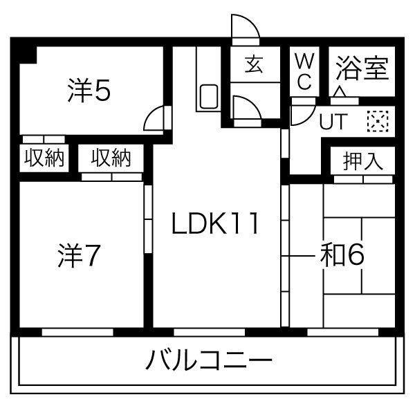 ルネ東辻井(3LDK/2階)の間取り写真