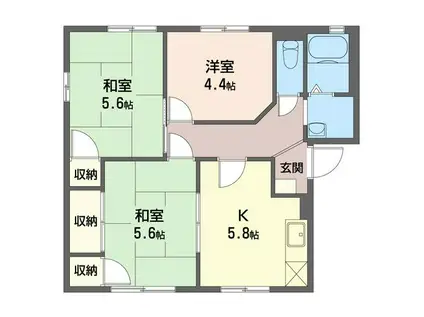 峰岸ハイツ(3K/2階)の間取り写真