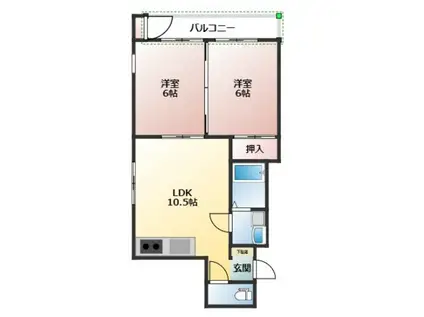 ファルコ中央(2LDK/5階)の間取り写真