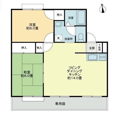 フォブール吉峰 A棟(2LDK/1階)の間取り写真