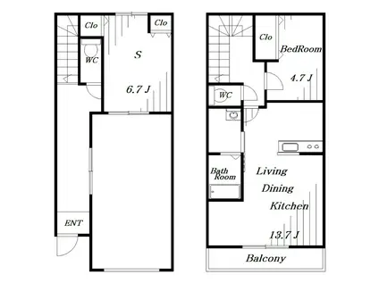 G シエルクレール(2LDK/1階)の間取り写真