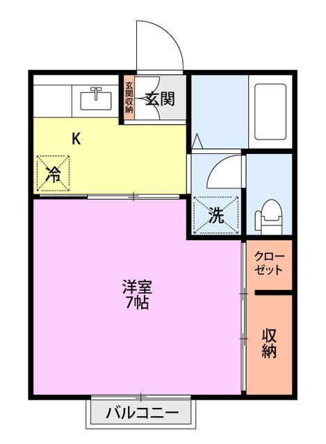 ソレイユ(1K/2階)の間取り写真
