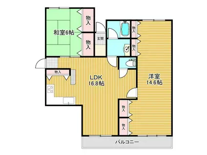 アルペンローズ東多聞(2LDK/1階)の間取り写真