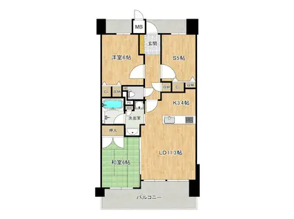 アルファステイツ宍道湖II(2SLDK/8階)の間取り写真