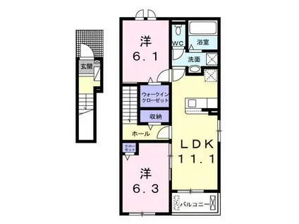 ライラック A(2LDK/2階)の間取り写真