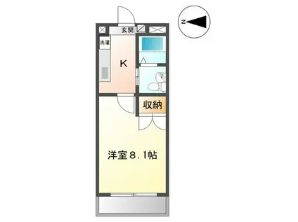 小田急小田原線 本厚木駅 徒歩7分 4階建 築21年(1K/4階)の間取り写真