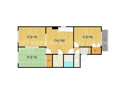 クレール上所V(3DK/2階)の間取り写真