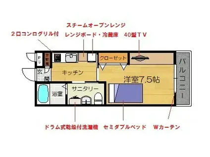 リトルグリーン(1K/1階)の間取り写真