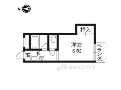 ハイツエイワB棟(1K/2階)の間取り写真