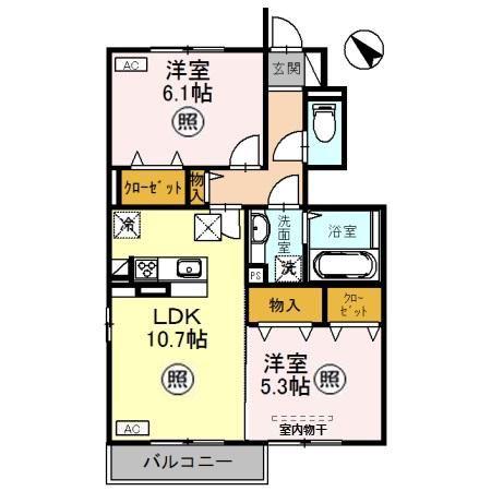 ラ・ピーノ 6(2LDK/1階)の間取り写真