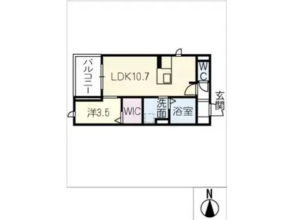 カームツリー豊橋(1LDK/2階)の間取り写真