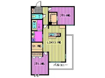 ヴァン ブリエ(2LDK/3階)の間取り写真