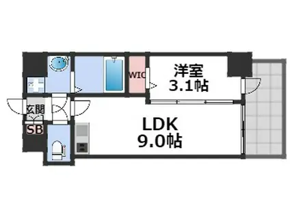 エスグランデ難波グランツ(1LDK/8階)の間取り写真