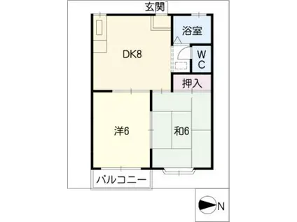 アミティ養老(2DK/1階)の間取り写真