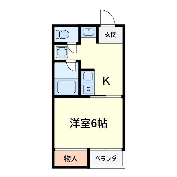 レジデンス摂津(1K/2階)の間取り写真