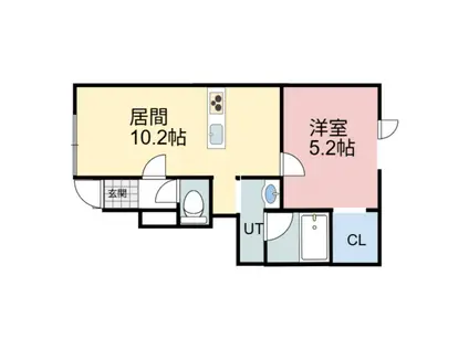 パンプキンB(1LDK/1階)の間取り写真