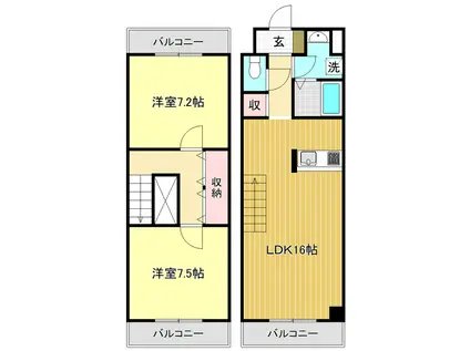 アルコ-2(2LDK/7階)の間取り写真