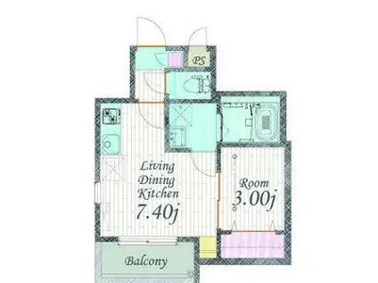 CHERIM 本陣十王町 サウス(1DK/2階)の間取り写真