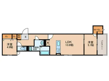 D-ROOM我孫子西(2LDK/3階)の間取り写真