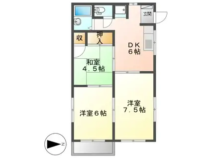 ハーバータウンII(3DK/2階)の間取り写真