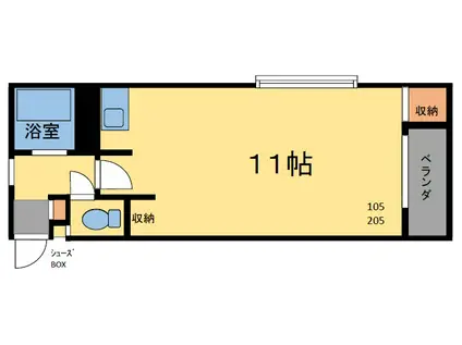 アマーレ梅林(ワンルーム/1階)の間取り写真
