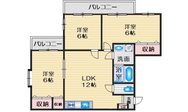 ヴェールアッシュI(3LDK/3階)の間取り写真