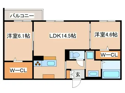 グランマーリエ松野通(2LDK/1階)の間取り写真