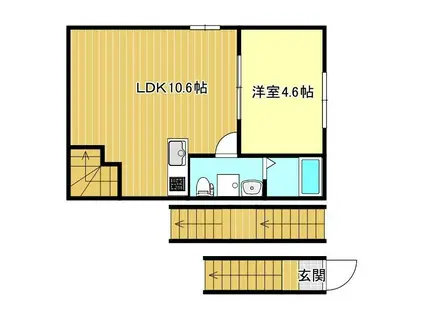 リベルテ村上(1LDK/3階)の間取り写真
