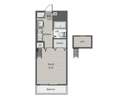 ピソコモド(1K/2階)の間取り写真