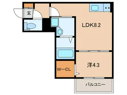 砂津アパート(1LDK/2階)の間取り写真