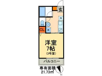 グラシアス六町(1K/2階)の間取り写真