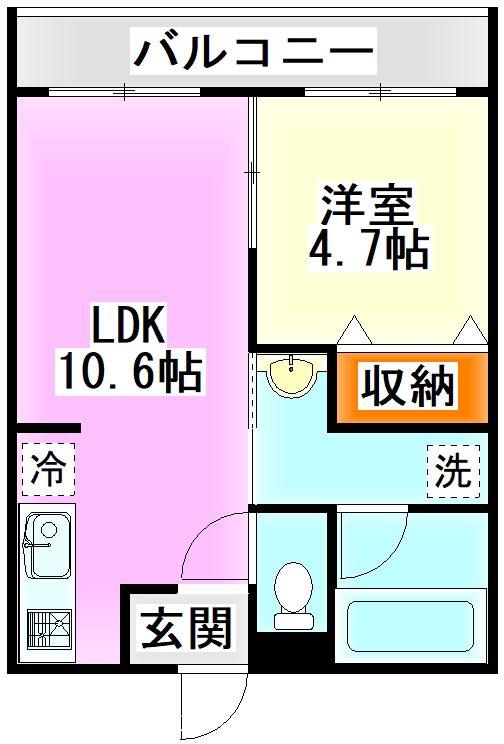 ラルーチェ花瀬(1LDK/3階)の間取り写真