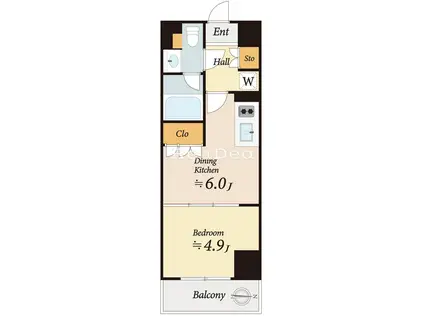 パークアクシス新宿百人町(1DK/3階)の間取り写真