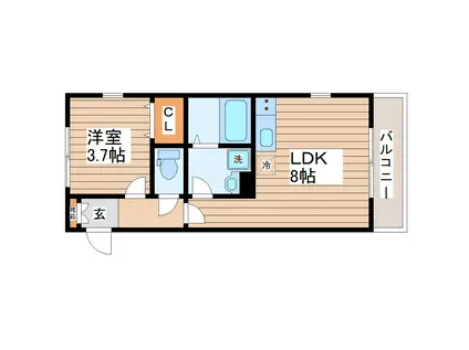 キャトルセゾン小田原(1LDK/1階)の間取り写真